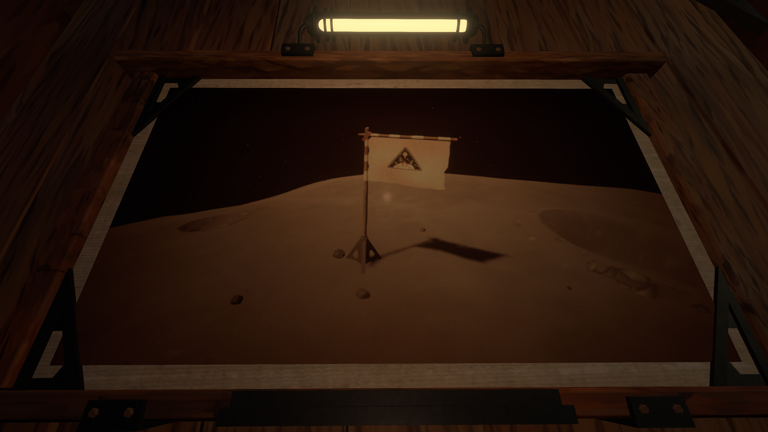 An Outer Wilds Ventures flag on the Attlerock